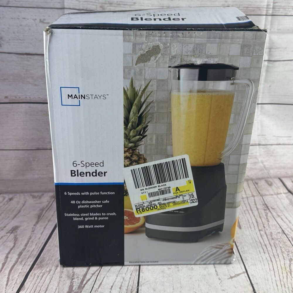 Mainstays 6 Speed Blender Motor Base Black Used Jar